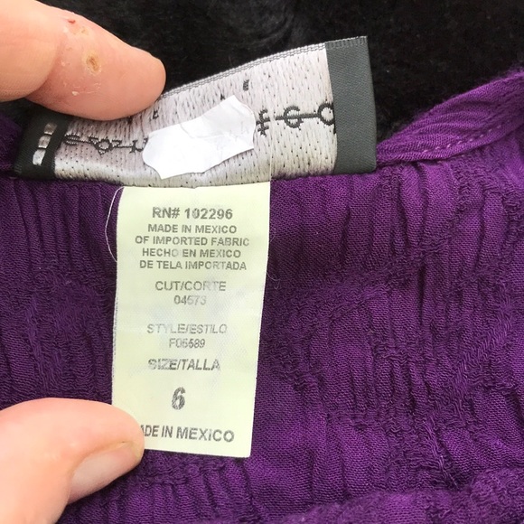 Connected Apparel Crinkle Tank Top Style Purple Dress 6 Rayon Dry Clean Wrinkle - Picture 9 of 11